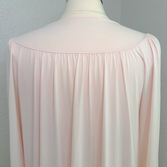 Vintage Shadowline Blush Pink Long Sleeve Nightgown Silky Robe Sz Large - Picture 4 of 10
